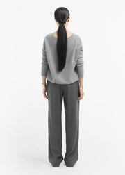 V-Neck Sweater in Cashmere - Grey - CO Collections